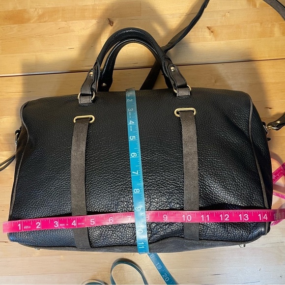 Dimoni black leather and suede details satchel / crossbody bag - Picture 12 of 14